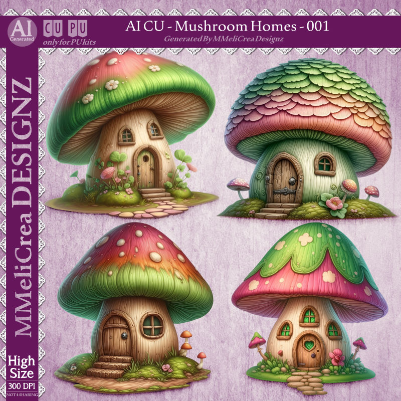 (image for) AI - Mushroom Homes - CU001 (CU4PU/PNG)
